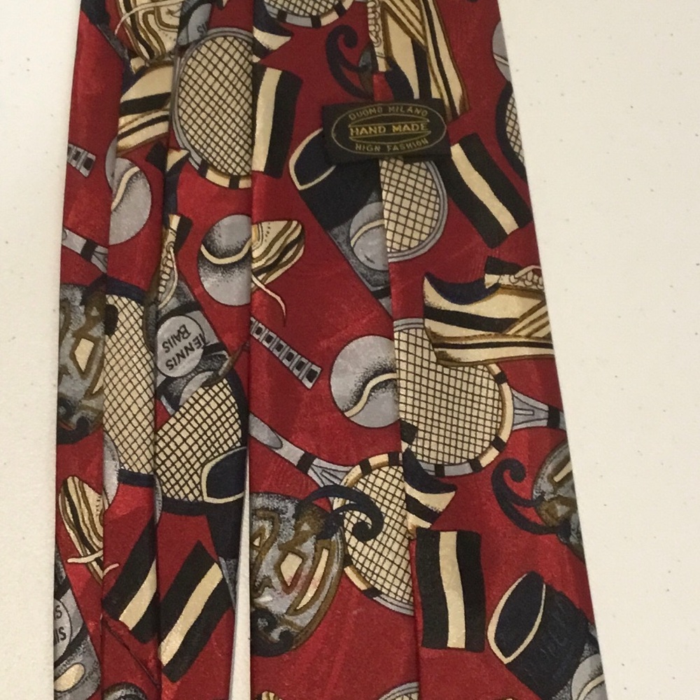 Vintage Duomo Milano Tennis Tie Handmade Tennis Sport - Picture 4 of 7